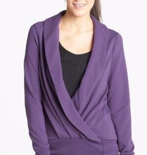 Karma Athletic Long Sleeve Open Wrap Front Top Medium